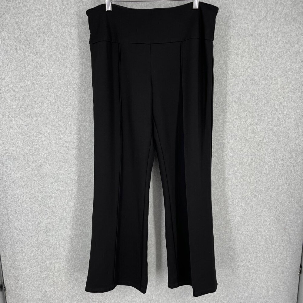 Soft Surroundings Pull On Ponte Knit Pants Size L Black Center Seam Office Comfy